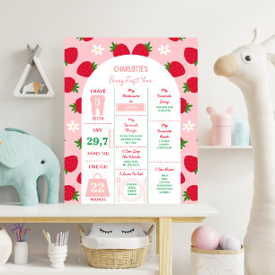 Poster Fraise 1er Anniversaire Jalon Sucré 1