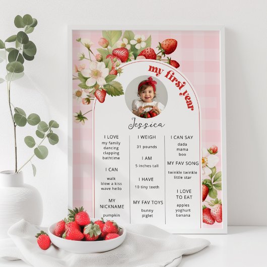 Poster Fraise 1er anniversaire photo jalon