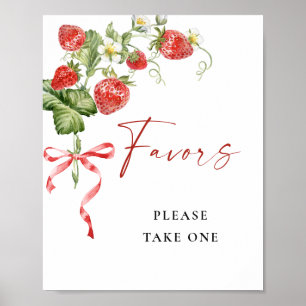 Poster Fraise à l'Aquarelle tendance Fraise Faveurs nupti