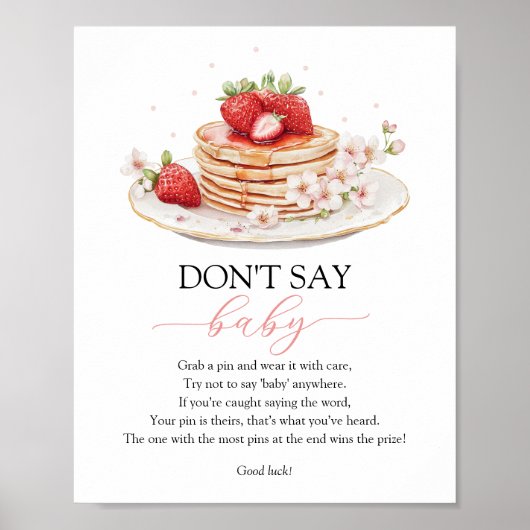 Poster Fraise Bébé Brunch Ne pas dire Bébé Signe (Devant)