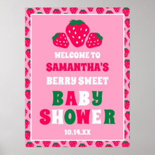 Poster Fraise Bébé Fille Douche Berry Sweet Welcome