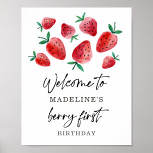 Poster Fraise Berry Premier anniversaire Fille Sweet Bien
