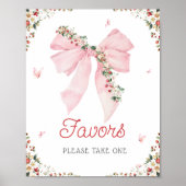Poster Fraise Berry Sweet Rose Bow Baby shower Faveurs (Devant)
