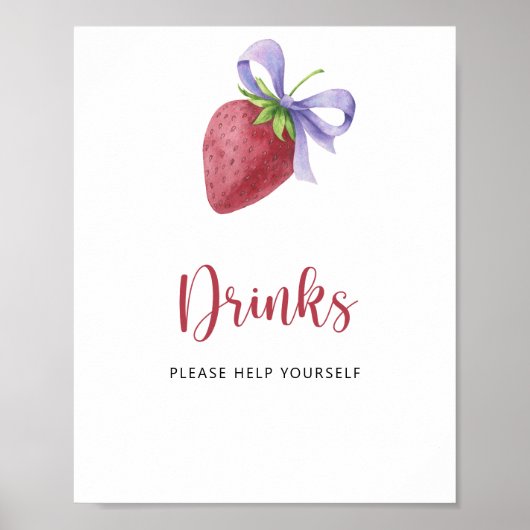 Poster Fraise - Boissons vous aider (Devant)