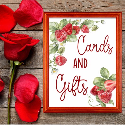 Poster Fraise | Carte de bébé et panneau de cadeaux