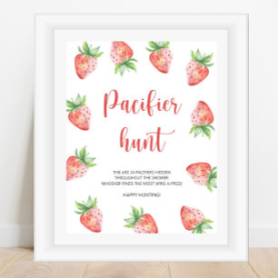 Poster Fraise - chasse à la suce jeu de baby shower