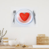 Poster Fraise - Coeur (Cuisine)