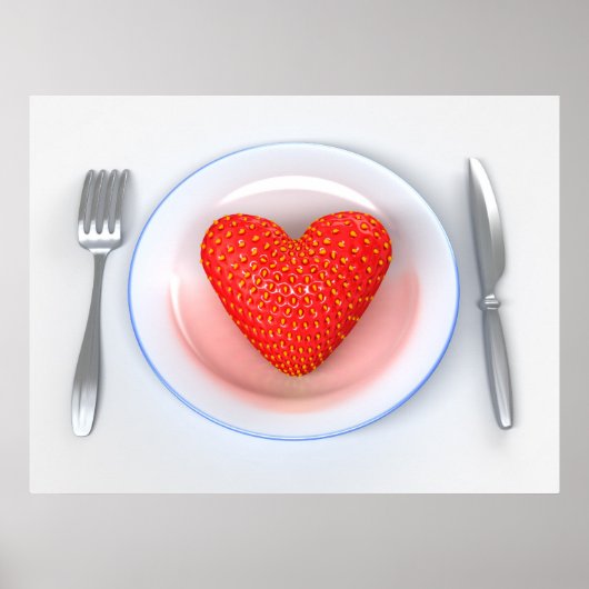 Poster Fraise - Coeur (Devant)