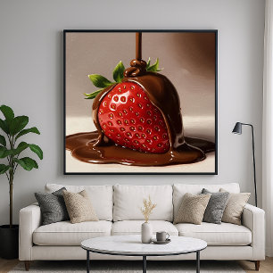 Poster Fraise de chocolat - Style peint détaillé