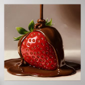 Poster Fraise de chocolat - Style peint détaillé (Devant)