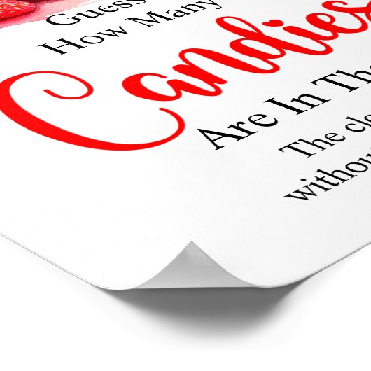 Poster Fraise Devinez combien de bonbons Jeu Signe (Coin)