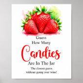 Poster Fraise Devinez combien de bonbons Jeu Signe (Devant)
