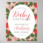 Poster Fraise douce Florale Fille Baby shower Bienvenue (Devant)