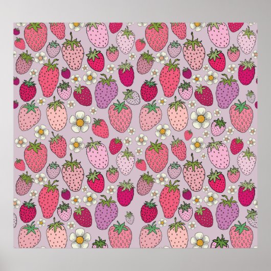 Poster Fraise Été Motif sans couture (Devant)