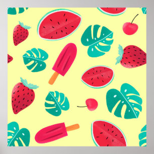 Poster Fraise feuille