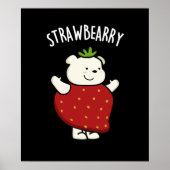 Poster Fraise Funny Pun d'ours aux fraises Dark BG (Devant)