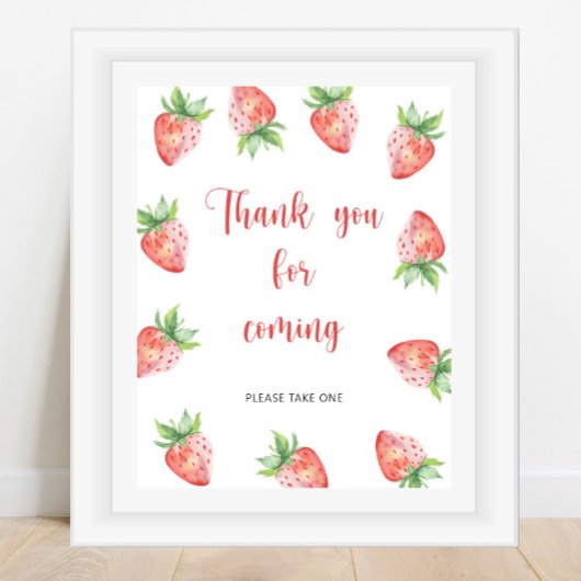 Poster Fraise \ Merci pour venir