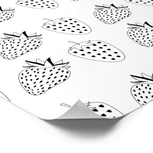Poster Fraise noire et blanche Abstraite (Coin)
