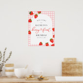 Poster Fraise Premier anniversaire Berry rose Bienvenue (Cuisine)