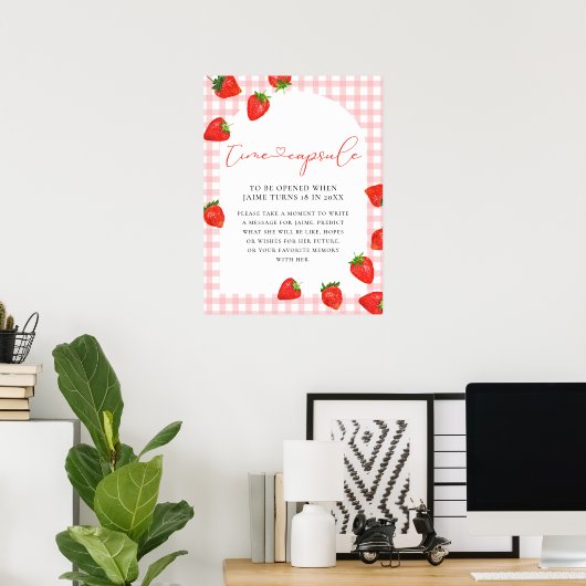 Poster Fraise Premier anniversaire Pink Berry Time Capsul (Bureau à domicile)