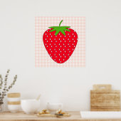 Poster Fraise rouge sur En vichy Check. (Cuisine)