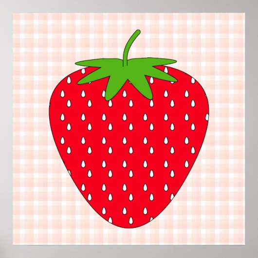 Poster Fraise rouge sur En vichy Check. (Devant)