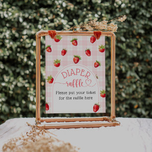 Poster Fraise Rustique Bébé Fille Douche Brochure Raffle