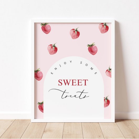Poster Fraise sucrée fête d'anniversaire