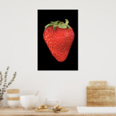 Poster Fraise sur photo noire (Cuisine)