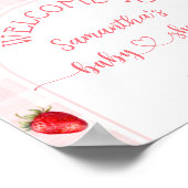 Poster Fraise Sweet Rustique Bienvenue bébé fille Douche (Coin)