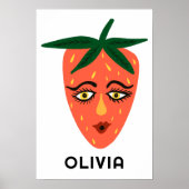 Poster Fraise Whimsical PERSONNALISÉ NOM DU BÉBÉ Art (Devant)