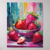 Poster Fraises Colorful Moderne Peinture Abstraite (Devant)