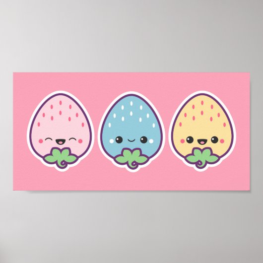 Poster Fraises Cute Pastel (Devant)