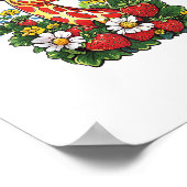 Poster Fraises de girafe et graphique de fleurs Mignon Gi (Coin)