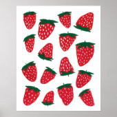 Poster Fraises d'été bio - rouge et vert (Devant)