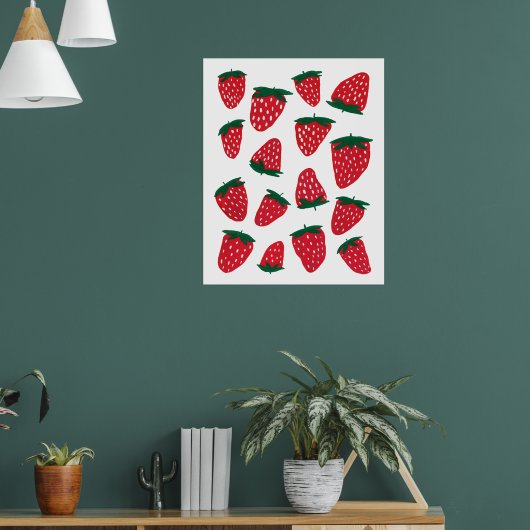 Poster Fraises d'été bio - rouge et vert (Salon 1)