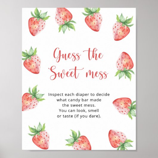 Poster Fraises - devinez le jeu de la pagaille douce (Devant)