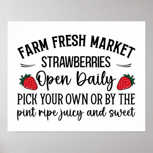 Poster Fraises du marché frais de ferme (Devant)