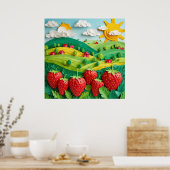 Poster Fraises fraîches exposées sur Greenfield  (Cuisine)