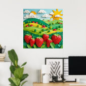 Poster Fraises fraîches exposées sur Greenfield  (Bureau à domicile)