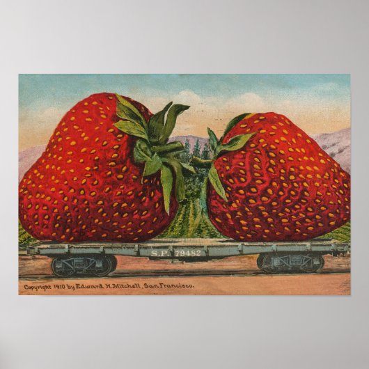 Poster Fraises Géant Antique Fruit Amusant (Devant)