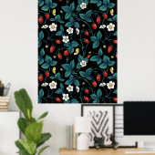 Poster Fraises sauvages rouge/jaune/bleu/noir (Bureau à domicile)