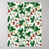 Poster Fraises sauvages rouge/jaune/vert/blanc cassé (Devant)