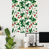 Poster Fraises sauvages rouge/jaune/vert/blanc cassé (Bureau à domicile)