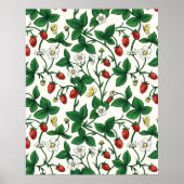 Poster Fraises sauvages rouge/jaune/vert/blanc cassé (Devant)
