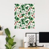 Poster Fraises sauvages rouge/jaune/vert/blanc cassé (Bureau à domicile)