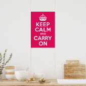 Poster Framboise Gardez le calme et poursuivez (Cuisine)