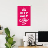 Poster Framboise Gardez le calme et poursuivez (Bureau à domicile)