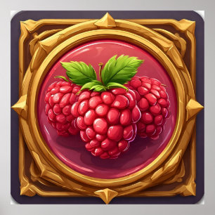 Poster Framboises fraîches encadrées dans une œuvre d'art