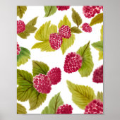 Poster Framboises rouges aquarelle fruit peint (Devant)